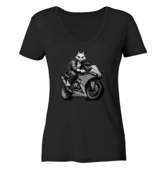 Sportbike Katze / Ladies V-Neck T-Shirt