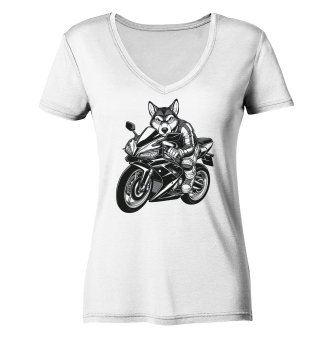 Sportbike Hund / Ladies V-Neck T-Shirt