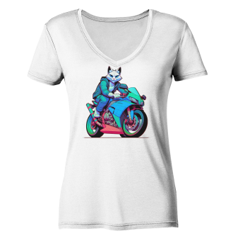 Sportbike Katze / Ladies V-Neck T-Shirt