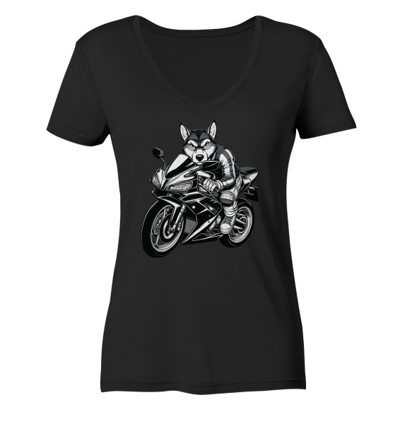 Sportbike Hund / Ladies V-Neck T-Shirt